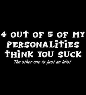 4 Out Of 5  Of My Personalities Think You Suck